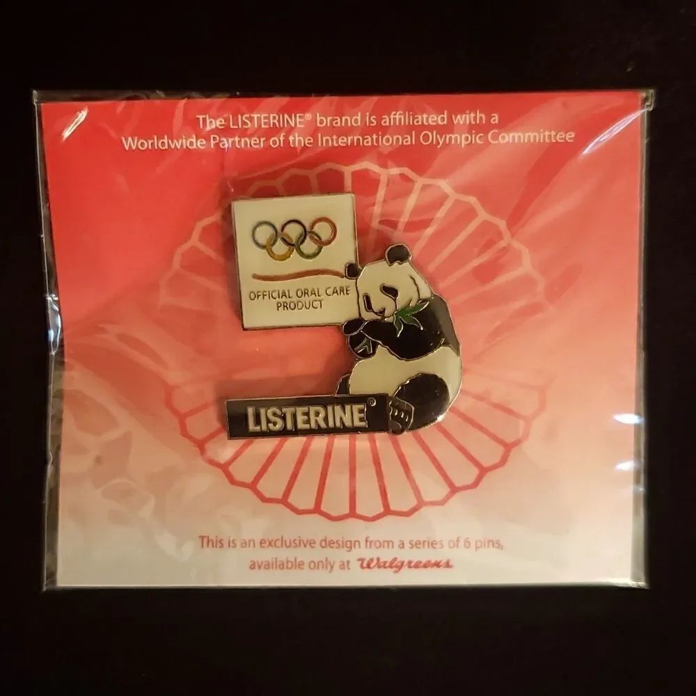Listerine Panda Metal Enamel Pin Official Oral Care Product of the 1996 Olympics